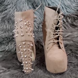 Studded lace bootie